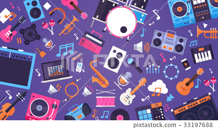 Seamless Pattern Music Instruments And Equipment Seamless Pattern Music Instruments And Equipment 33197688