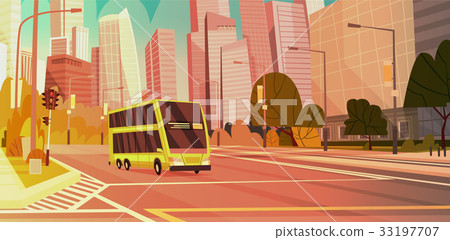 City Street Skyscraper Buildings Road View Modern City Street Skyscraper Buildings Road View Modern 33197707