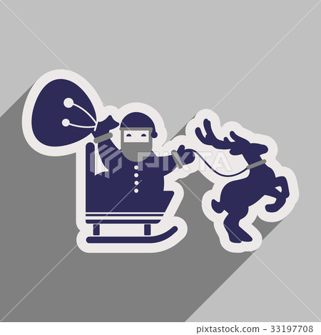 flat icon with long shadow Santa Claus in sleigh flat icon with long shadow Santa Claus in sleigh 33197708