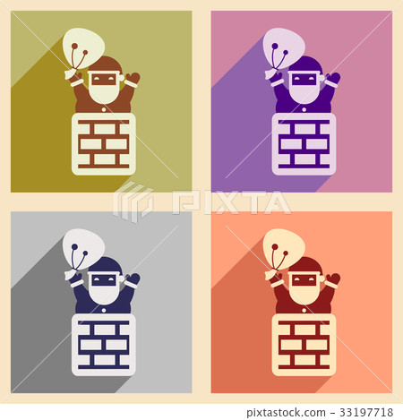 Set flat icons with long shadow Santa Claus in - Stock Illustration ...