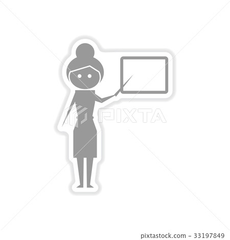paper sticker on white background woman teacher - Stock Illustration ...