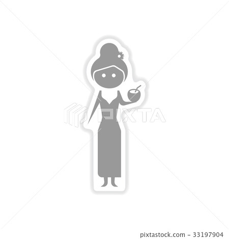 paper sticker on white background girl with - Stock Illustration ...