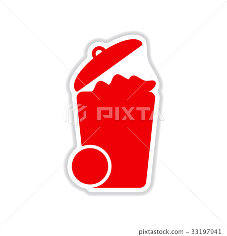 paper sticker on white background trash can 33197941
