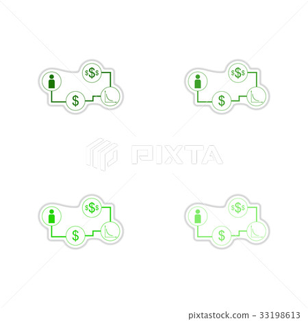 Set of paper stickers on white background economy 33198613