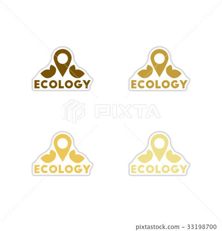 Set of paper stickers on white background eco Set of paper stickers on white background eco 33198700