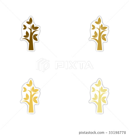 Set of paper stickers on white background tree 33198778