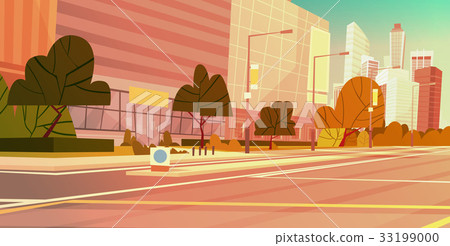 City Street Skyscraper Buildings View Modern 33199000
