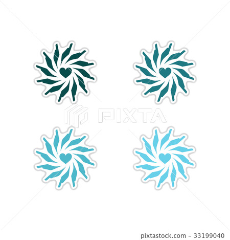 Set of paper stickers on white background hand Set of paper stickers on white background hand 33199040