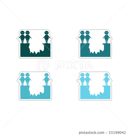 Set of paper stickers on white background  peopl 33199042