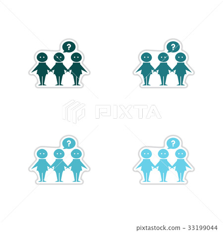 Set of paper stickers on white background people Set of paper stickers on white background people 33199044