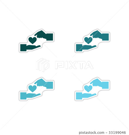 Set of paper stickers on white background hand Set of paper stickers on white background hand 33199046