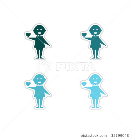 Set of paper stickers on white background heart Set of paper stickers on white background heart 33199048