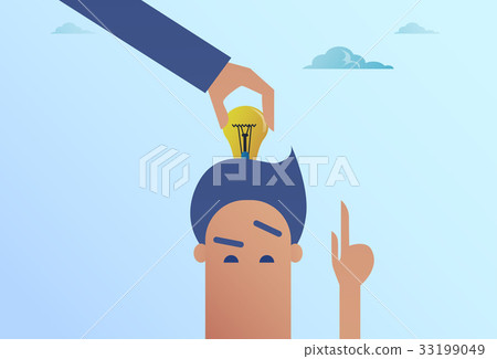 Business Man Hand Put Light Bulb In Head New Idea Business Man Hand Put Light Bulb In Head New Idea 33199049