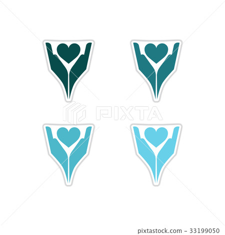 Set of paper stickers on white background hand Set of paper stickers on white background hand 33199050