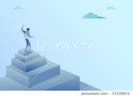 Business Man Standing On Stairs Top Finance Growth 33199053