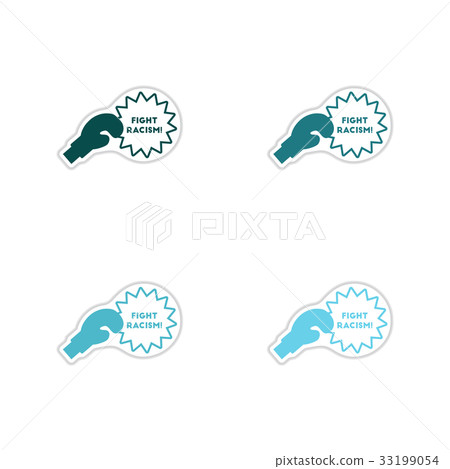 Set of paper stickers on white background racism Set of paper stickers on white background racism 33199054