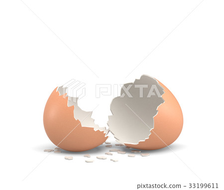 3d rendering of an empty and cracked chicken egg 33199611