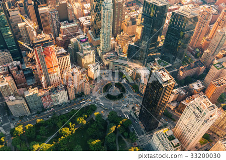 Aerial view of Columbus Circle in NYC 33200030