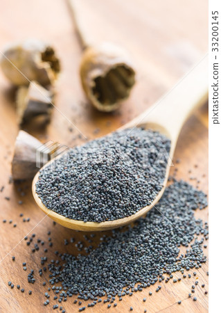 Dried poppy heads and seeds. 33200145