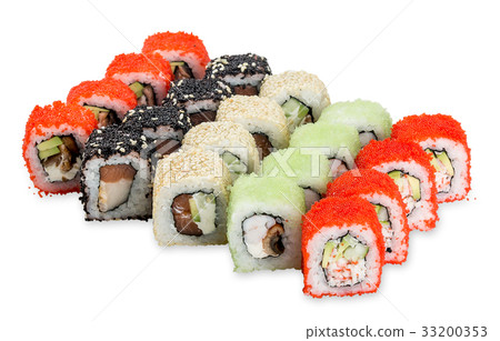Hanabi Set sushi rolls - isolated on white Hanabi Set sushi rolls - isolated on white 33200353
