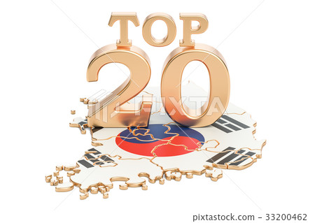South Korea Top 20 concept, 3D rendering South Korea Top 20 concept, 3D rendering 33200462