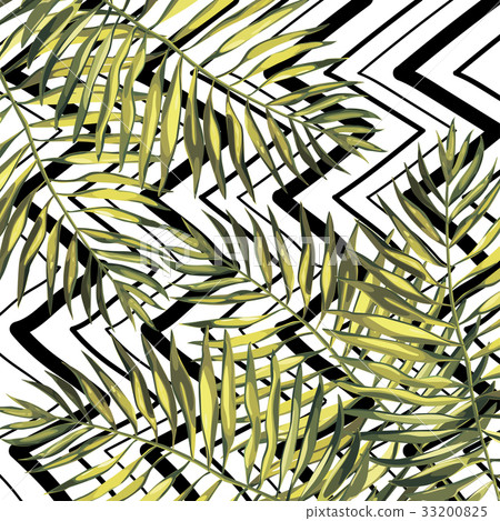Tropical leaves. Beautiful vector floral pattern 33200825