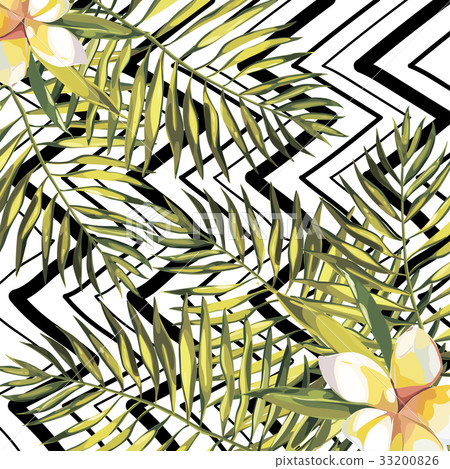 Tropical leaves. Beautiful vector floral pattern 33200826
