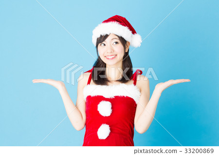 聖誕老人女孩藍色後面圖像 聖誕老人女孩藍色後面圖像 33200869