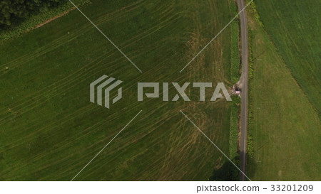 "Gradland, road" taken from the sky with drone (Monbetsu, Hokkaido) 33201209