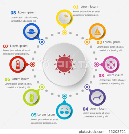 Infographic template with summer icons 33202721