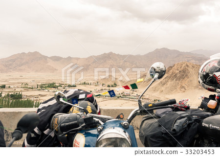 Motorcycle with natural landscape in Leh Ladakh 33203453