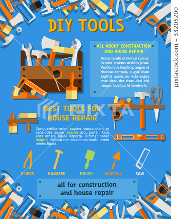 House repair tool and carpentry equipment poster House repair tool and carpentry equipment poster 33205200