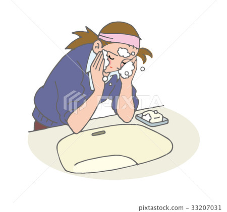 Women washing their face Women washing their face 33207031