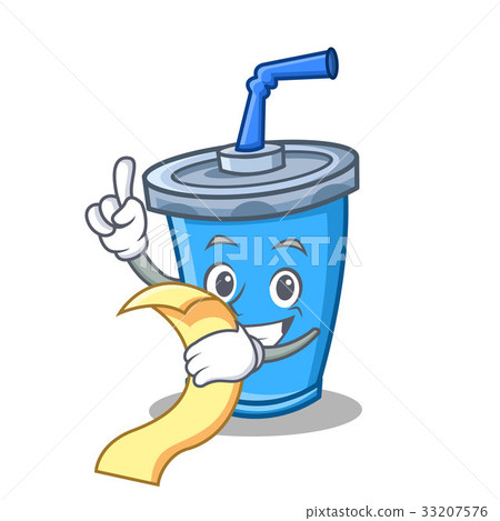 soda drink character cartoon with menu 33207576