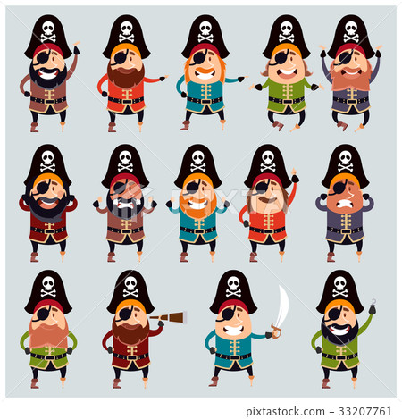Set of flat pirate icons 33207761