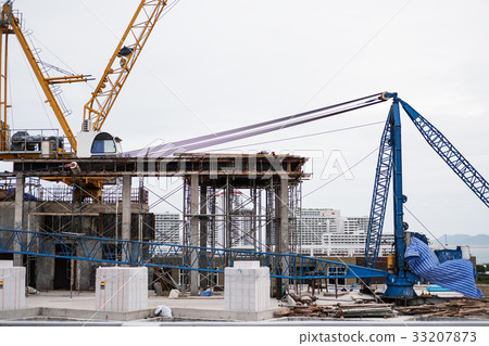 Building construction site,with construction crane Building construction site,with construction crane 33207873