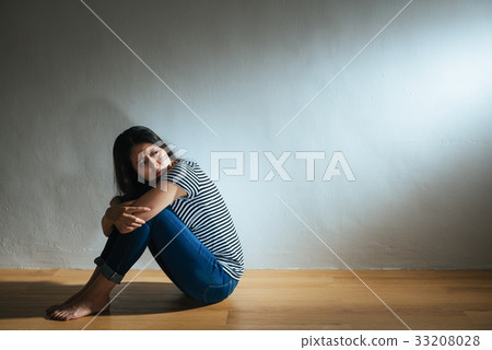 despair young girl looking at empty area 33208028