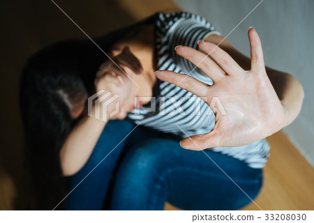 closeup photo of focus on crying despair woman 33208030