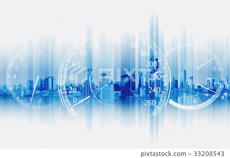 Double exposure Speedometer with Futuristic Speed  33208543