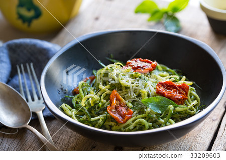 Zucchini Pasta in Pesto sauce 33209603