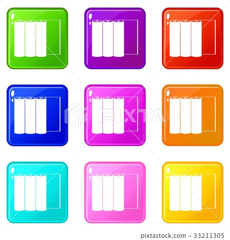 Rolls of paper icons 9 set Rolls of paper icons 9 set 33211305