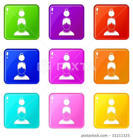 Man with the weight over head icons 9 set Man with the weight over head icons 9 set 33211325