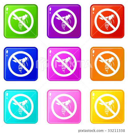 No wasp sign icons 9 set 33211338