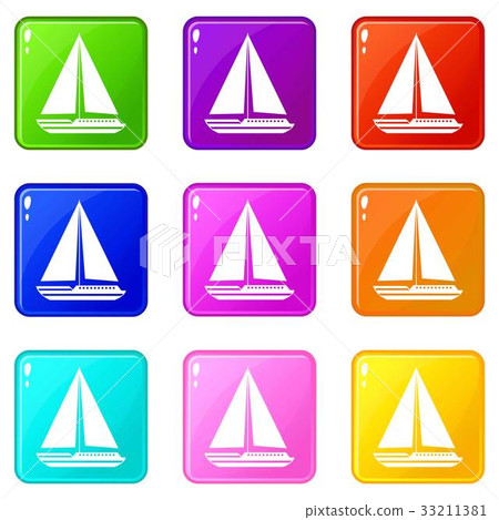 Sea yacht icons 9 set - Stock Illustration [33211381] - PIXTA