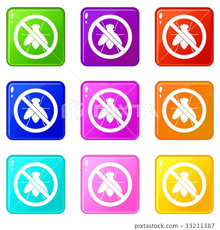 No fly sign icons 9 set No fly sign icons 9 set 33211387