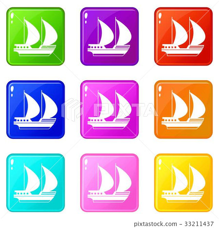Big yacht icons 9 set 33211437