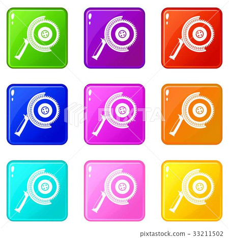 Circle saw icons 9 set 33211502