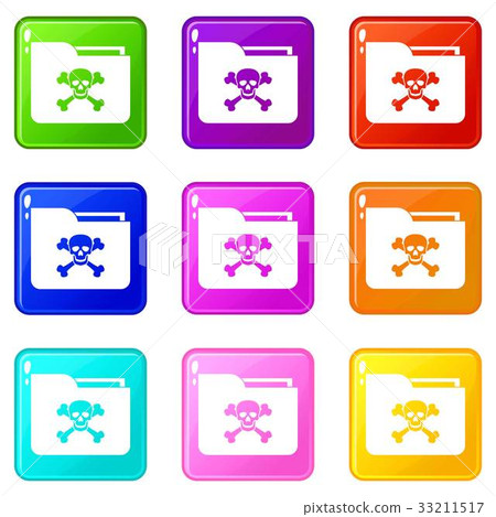 File folder with a skull icons 9 set 33211517