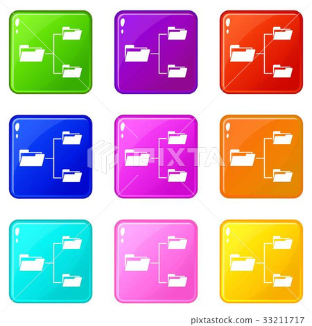 Folders structure icons 9 set Folders structure icons 9 set 33211717