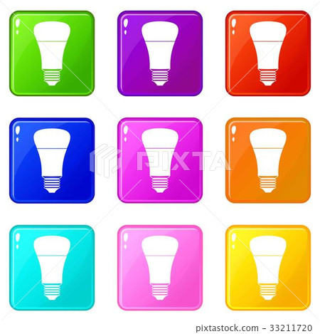 Led bulb icons 9 set Led bulb icons 9 set 33211720